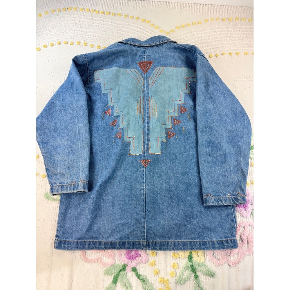 Sunbelt Sportswear Vintage Denim Southwestern Blazer Jacket Blue Embroidered Xl - Picture 8 of 9